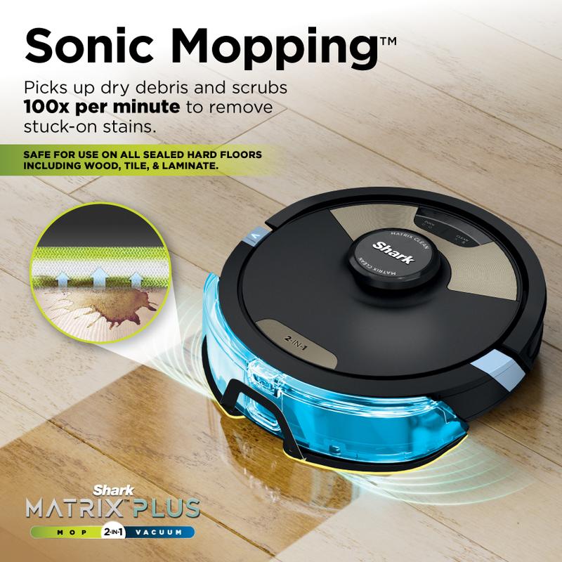 Sonic Mopping scrubs 100 times per minute to remove stuck-on stains